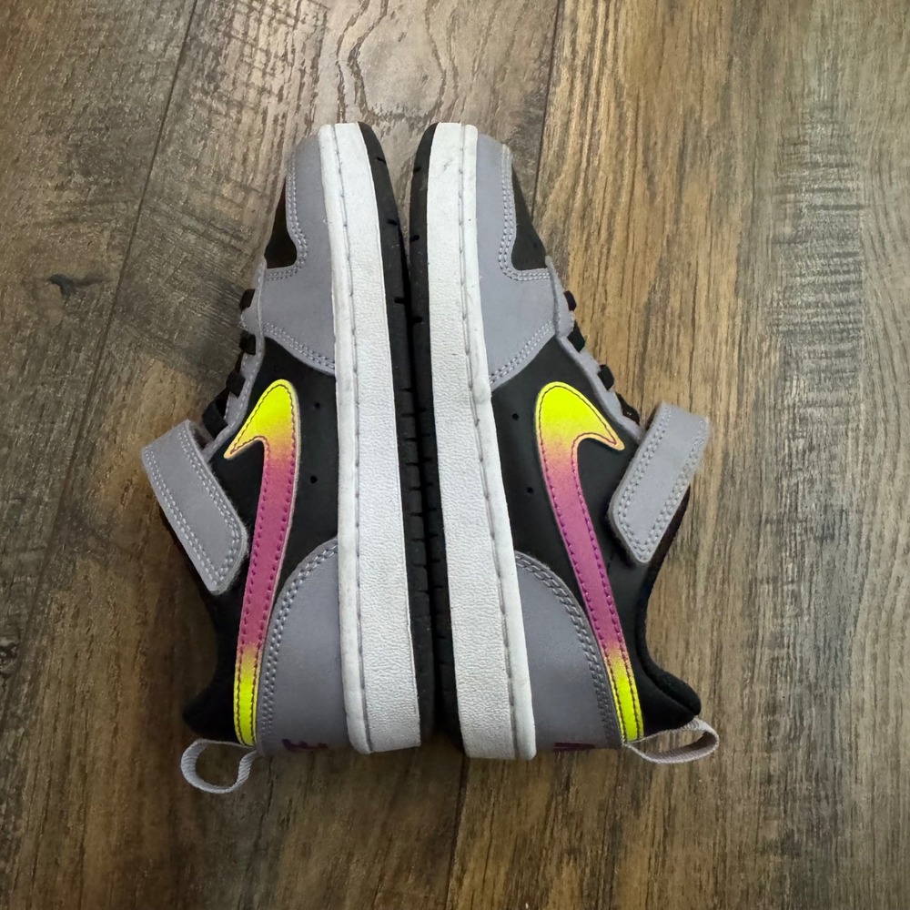 Nike Court Borough Low 2 Kids Size 12C Shoes Black Grey Iridescent Sneakers - Picture 6 of 9
